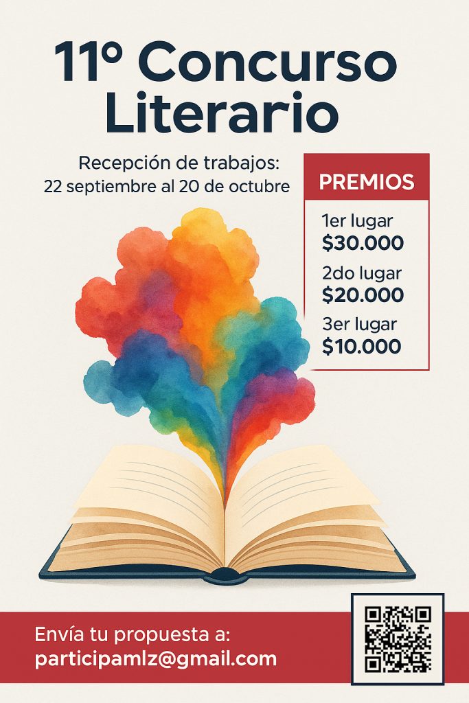Afiche del Concurso Literario “Tus emociones MLZ” 2025 en el Instituto Mercedes Lemus Zamora, educación media 2x1 para adultos en Quilpué